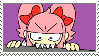 Stamp pink double ponytail with red bows anime girl angry eyes biting something