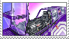 Stamp WipEout sci-fi race ship purple close up on cockpit